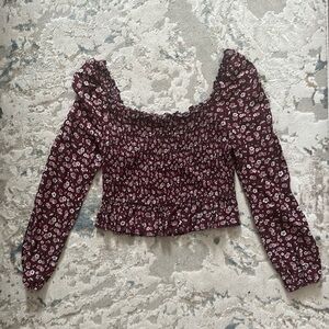 Wild Fable Cropped Longsleeve Peasant Blouse, Size Medium